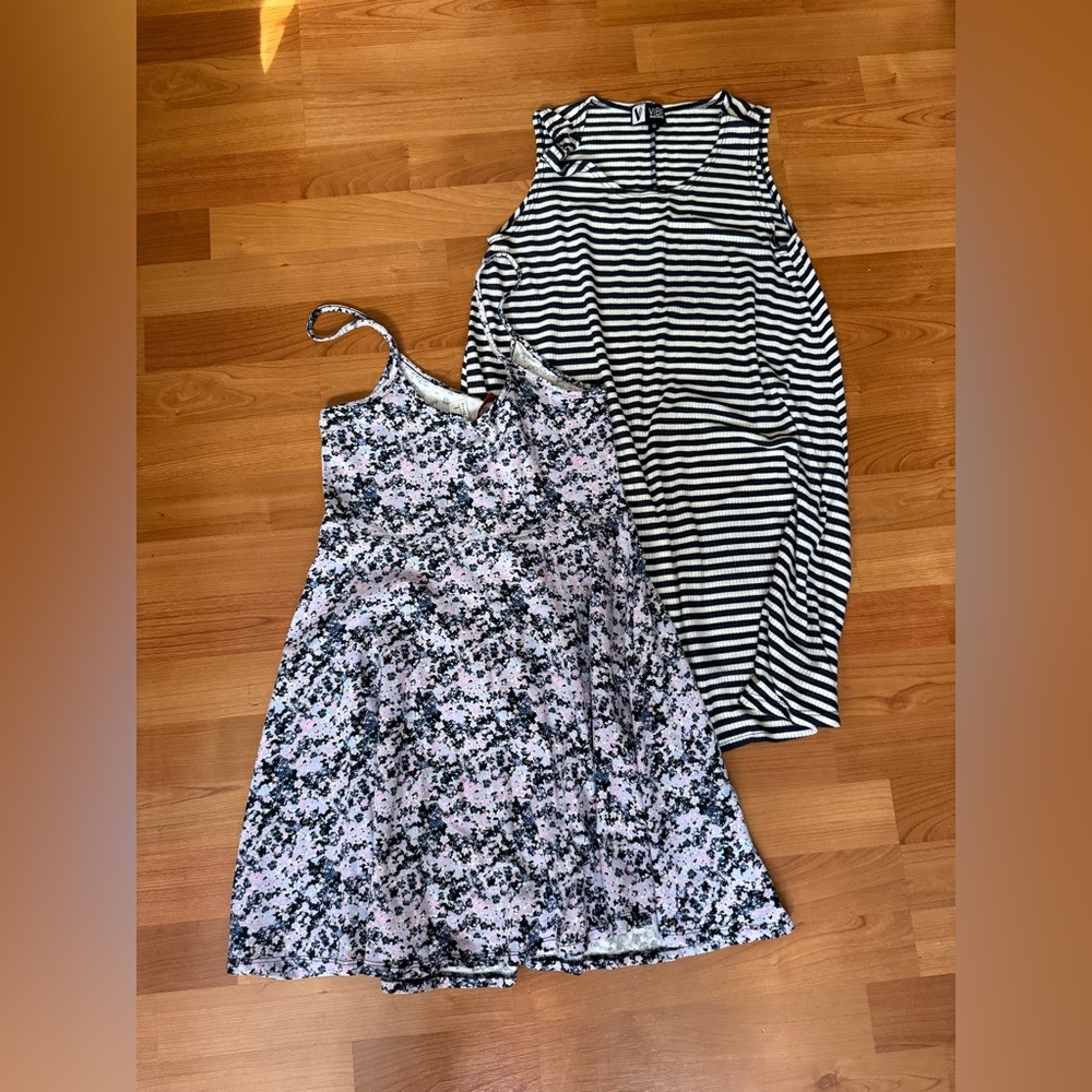 H&M Black and White Striped Dress & Floral Dress Set